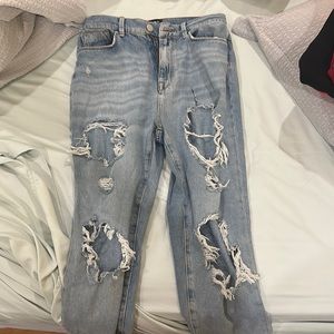 Ripped mom high rise jeans